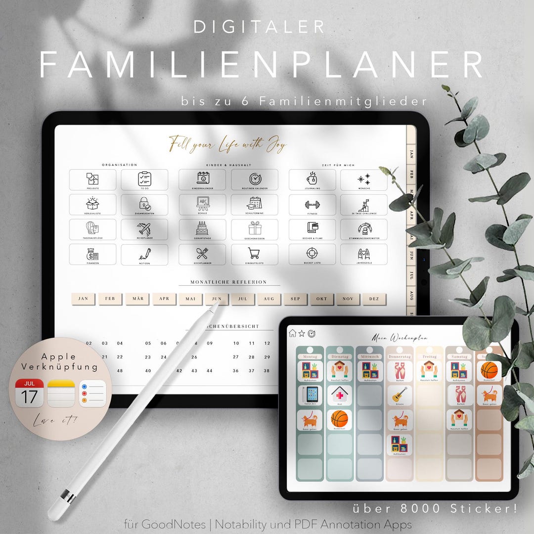 Familienkalender Digitale Planer 