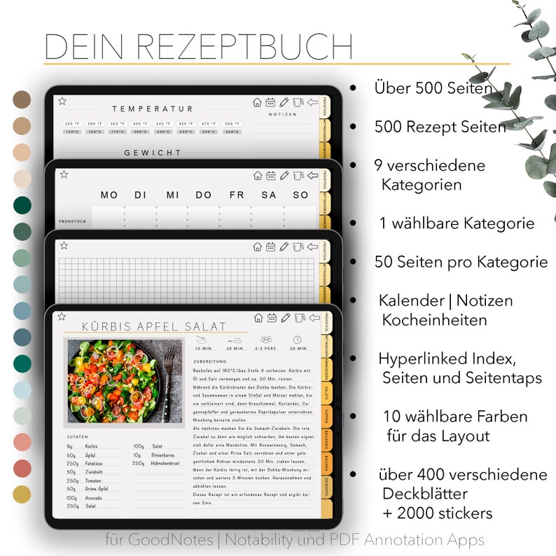 Kochbuch, Rezeptbuch, Digital Recipe Book, Goodnotes Recipes, Ipad ...
