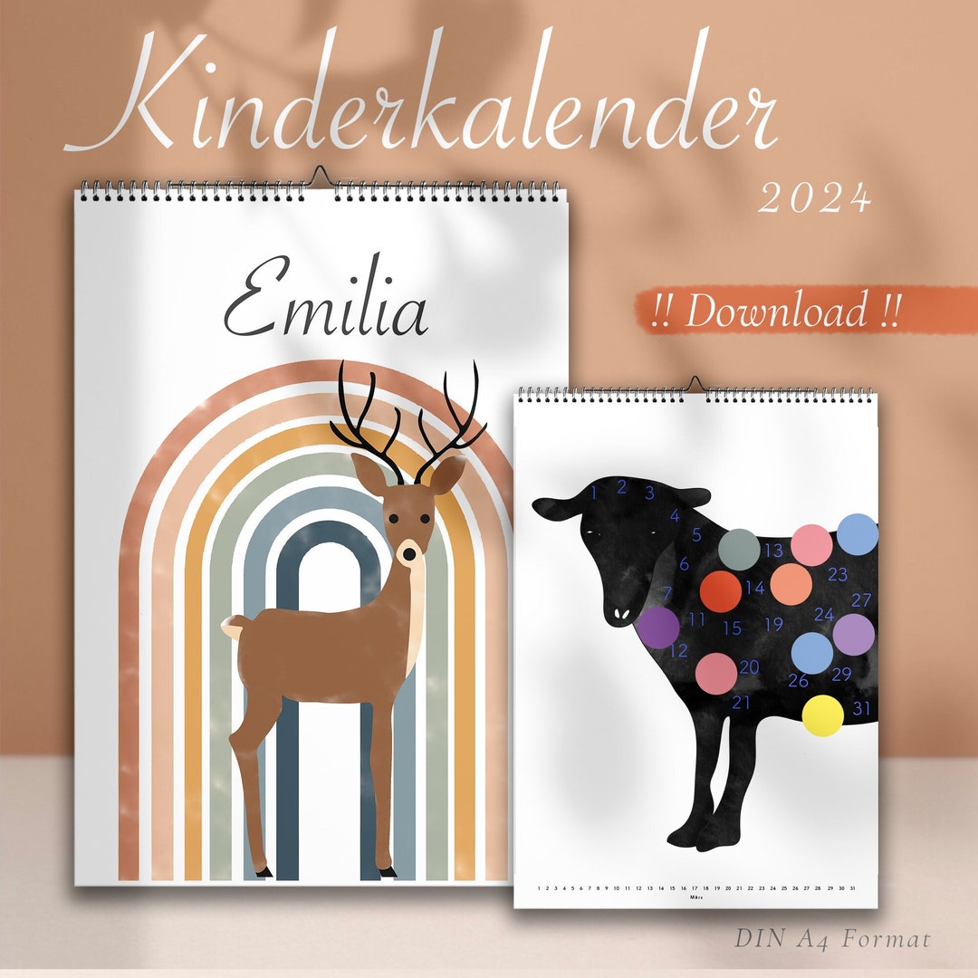 2024 Interaktiver Kinderkalender Mit Tieren Und Sticker Zum Ausdrucken