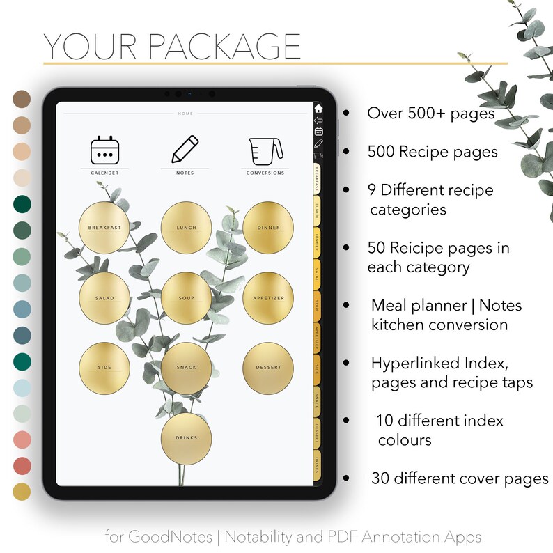 Digital Recipe Book Goodnotes Recipes Digital Planner for Etsy