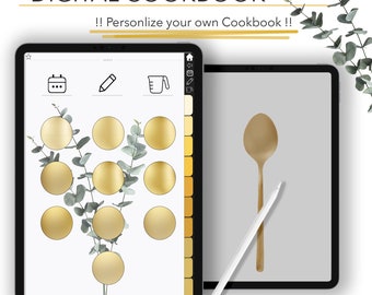 Individuelles Digitales Rezeptbuch, Goodnotes Rezepte, Digitaler Planer für iPad, Notability Planner, Rezeptbuch Vorlage, Rezeptplaner