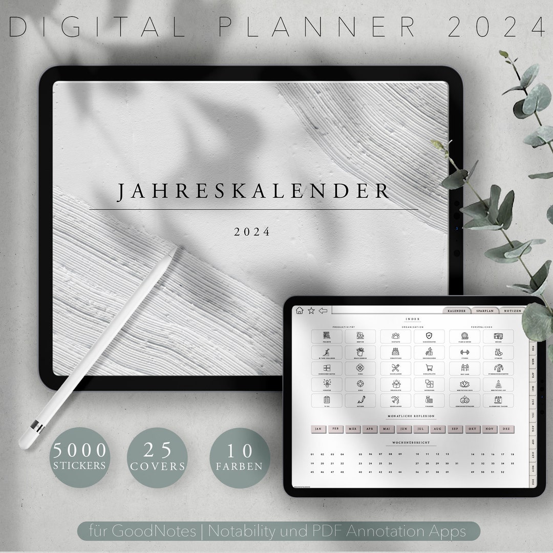 Digitaler Planer 2024 Deutsch / GOODNOTES Kalender / iPad Planner 