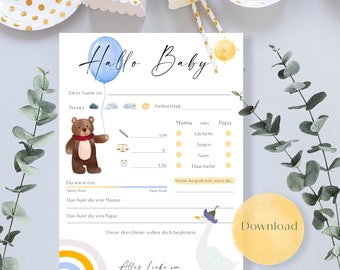 Baby Tippkarten | Babyparty Spiel | Wunschkarten | Babyshower Geschenk | Ausfüllkarten | Ratenspiel Wünsche-Karten | Boho | Herunterladen
