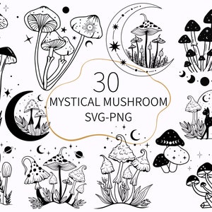 Mystical Mushroom SVG, Mushroom Svg Bundle, Magical Mushroom Svg, Mushroom Png, Floral Mushroom Svg, Boho Svg, Moon Phases Svg, Trendy Svg