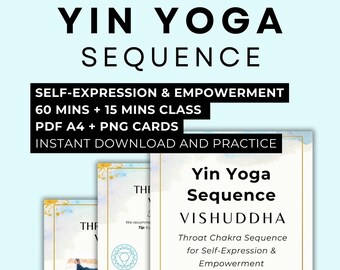 Throat Chakra Yin Yoga Sequence PDF Printable 4th Chakra Yoga Class Routine for Self-expression and empowerment, Yoga for Chakras