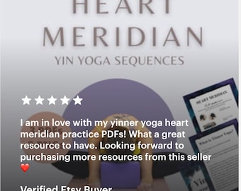 Yin Yoga Class PDF Yoga Sequence Printable Heart Meridian Yoga Lesson 15 + 60 min Digital Yoga Asanas Guide Yoga Teacher Cheat Sheet