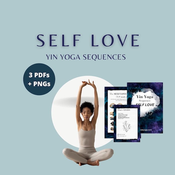 Yin Yoga Class for Self Love Yoga Sequence 60 + 15 min PDF Printable Lesson Easy Yin Yoga Asanas Guide
