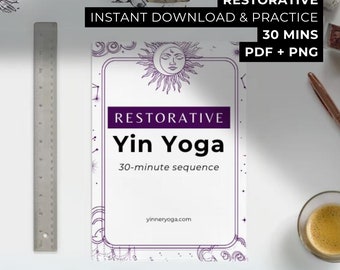 30 Minute Restorative Yin Yoga Class Yoga Sequence PDF Printable Yoga Routine for Restoration, Yoga Lesson Plan for Teachers Yoga at Home