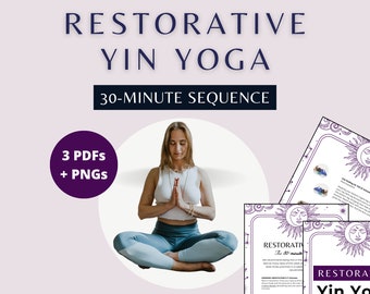 30-Minuten-Restaurative Yin Yoga-Klasse Yoga-Schritte PDF zum Selbstdrucken, Yoga-Routine, Yoga-Routine, Yoga-Lehrplan für Lehrer Yoga zu Hause