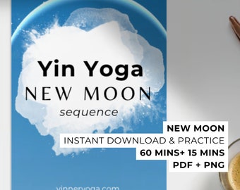 PDF della lezione di Yin Yoga New Moon Sequenza di Yin Yoga Yoga dell'oscurità e del rinnovamento stampabile per principianti e insegnanti Pratica di lezione di Yin Yoga a casa