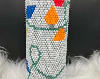 Rhinestone Christmas Lights Tumbler | 20 oz Holiday Cup | Bling Cup | 1043