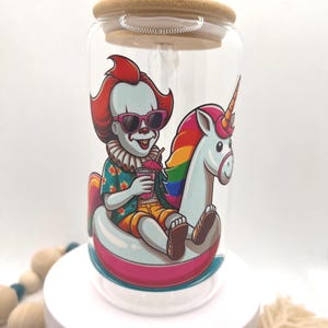 Horror Movie Characters in Pool Float | Halloween | 16 oz Single Walled Libby Glass |