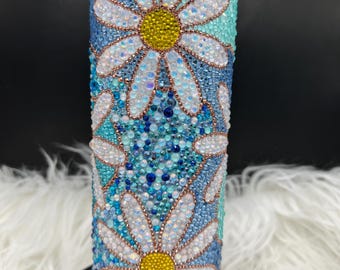 Diseño psicodélico de margaritas con diamantes de imitación de 20 oz