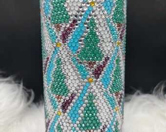 Sparkling Rhinestone Christmas Tree Tumbler | 20 oz Bling Cup | Winter Holiday Drinkware | Handmade Gift | Christmas Cup