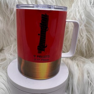 Red Shotgun Shell Stainless Steel Camper Style Coffee Mug | 12 oz