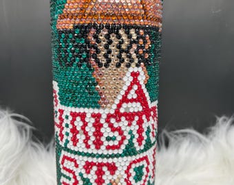 A “Christmas Story” Rhinestone Tumbler – 20 oz Holiday Bling Cup | Leg Lamp Design Cup | Bling Cup