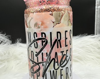 Create Your Own! 16 oz Libby Snow Globe Glass with Glitter and Personalized Rhinestone Lid