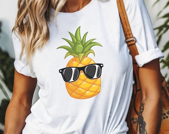 Pineapple Graphic Tee: Summer T-Shirt with Sunglasses