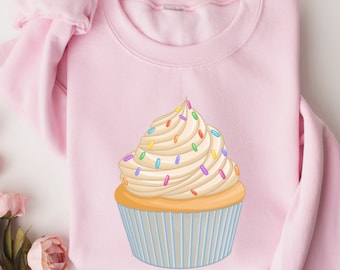 Cupcake Graphic Sweatshirt, Cozy Sweater
