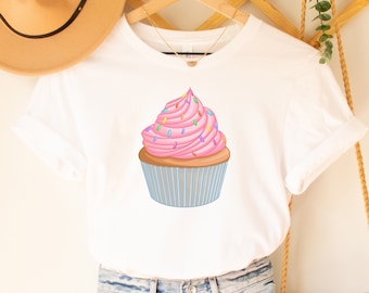 Cupcake Graphic Tee, Dessert Shirt, Pink Cupcake T-Shirt