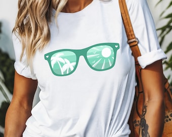 Summer Vibes Graphic T-Shirt, Palm Tree Sunglasses