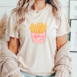 グラフィックシャツ、フライドポテトシャツ、トレンディなグラフィックTシャツ、かわいいTシャツ、かわいいグラフィックTシャツ、クールなグラフィックシャツ、彼女へのギフト、