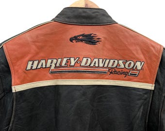 Vintage Harley Davidson Biker Leather Flame Racing Jacket - Etsy