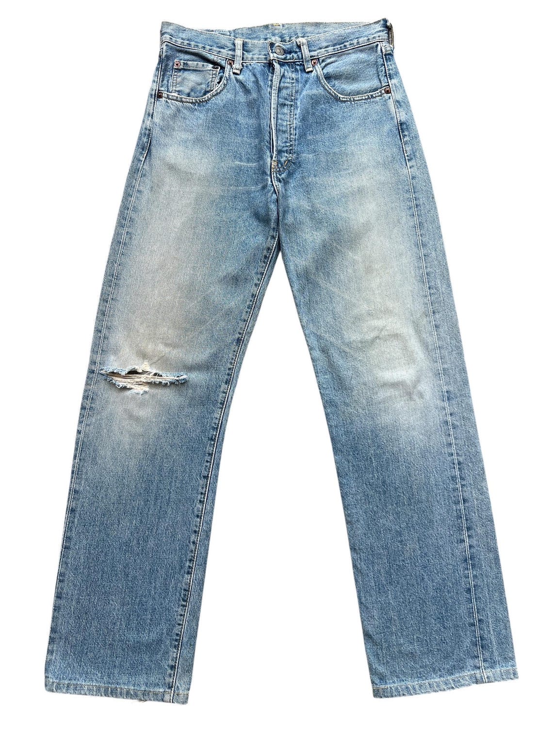 W31 Vintage 90s Levi's 503B Big E Selvedge Denim Jeans Levis Mudwash Faded Jeans Levis Distressed Jeans Vintage Levis Wide Denim Jeans 31x31, foto 3 di 5