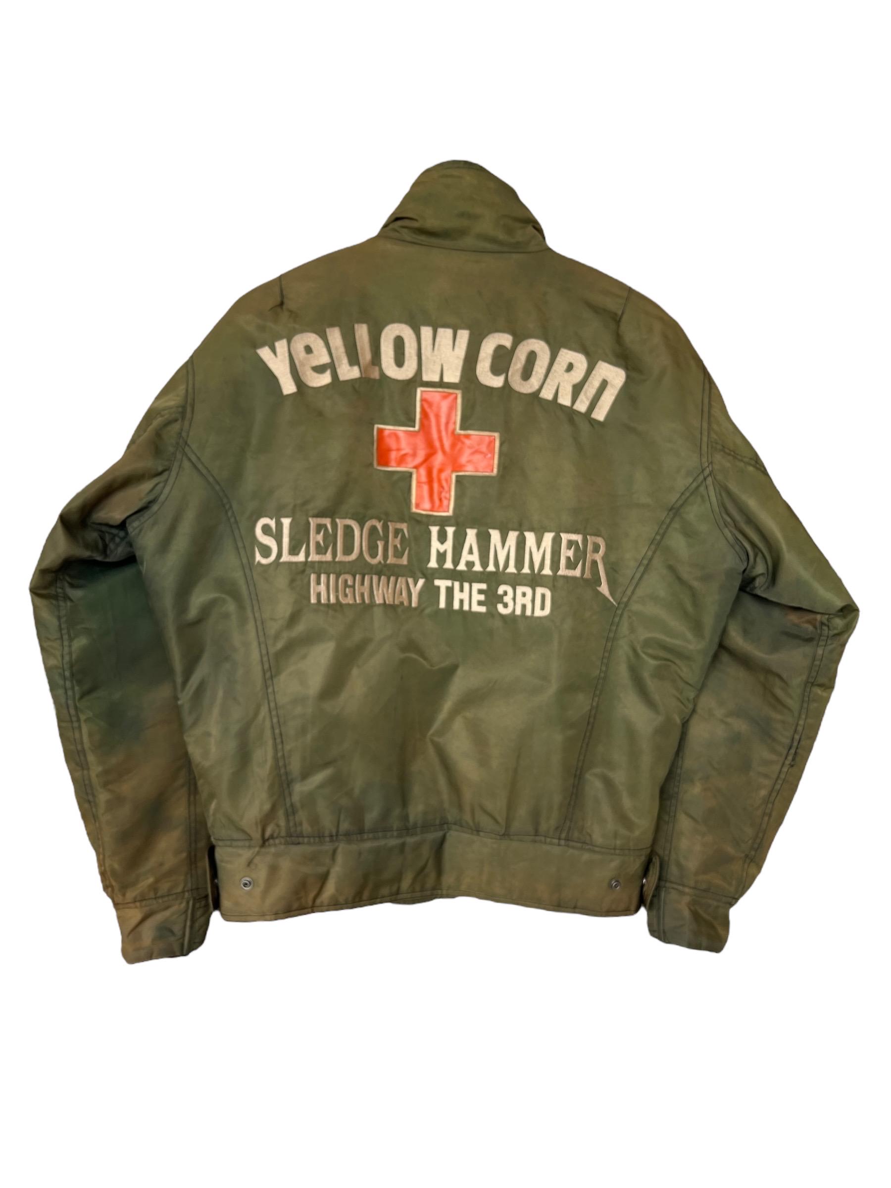 Vintage 90s Yellow Corn Sledge Hammer Sunfaded Distressed Racing