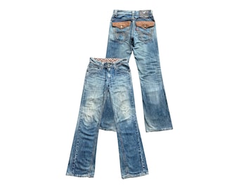 Vintage Edwin Exclusive XV Japan Flare Denim Jeans Edwin Distressed Jeans Edwin Mudwash Jeans Edwin Bootcut Denim Jeans 32 x 33