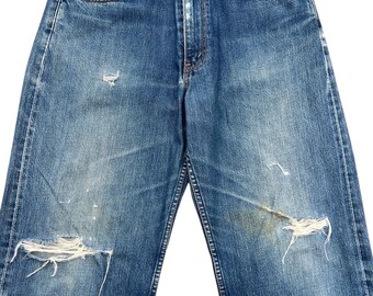 Vintage 90s Levi's 504 Wide Selvedge Denim Jeans Levis Stonewash