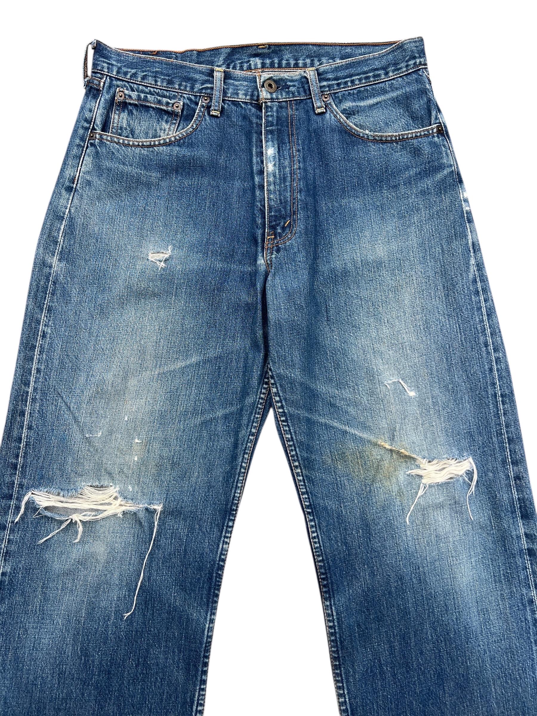 Vintage 90s Levi's 504 Wide Selvedge Denim Jeans Levis Stonewash