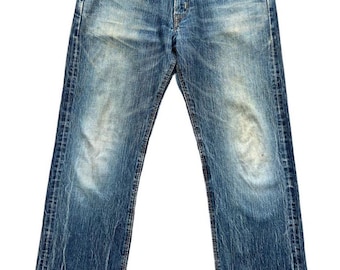 Vintage Edwin 505zx Japan Selvedge Denim Jeans Edwin Distressed Selvedge Jeans Edwin Mudwash Jeans Edwin Selvedge Wide Denim Jeans 33x31