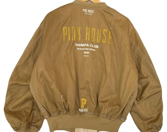 Vintage 90s Pink House Japan Bomber Jacket With Patches (size M