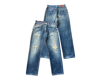 Vintage Edwin 503z Faded Jeans Vintage Japan Denim Jeans Edwin Distressed Jeans Edwin Mudwash Jeans Edwin Straight Denim Jeans 32x30 .5
