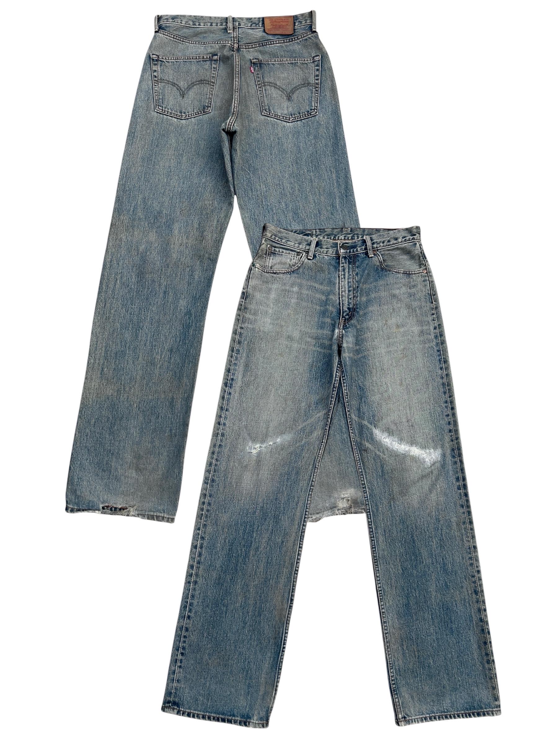 90s LEVI’S 504 selvedge wide jeans W32 W32 Vintage 90s Levi's 504 Wide Baggy Denim Jeans Levis Mudwash