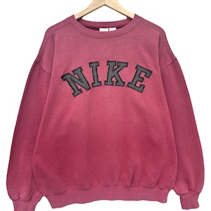 Vintage 90s Nike Sweatshirt Vintage Distressed Sweatshirt Vintage 90s Sun Faded Red Baggy Boxy Sweatshirt Size M