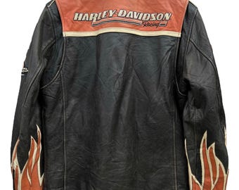 Vintage Harley Davidson Biker Leather Racing Jacket - Etsy