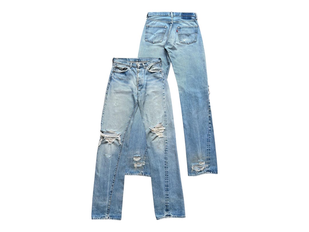 W29 Vintage 80s Levi's 501 Selvedge Stone Wash Distressed Denim