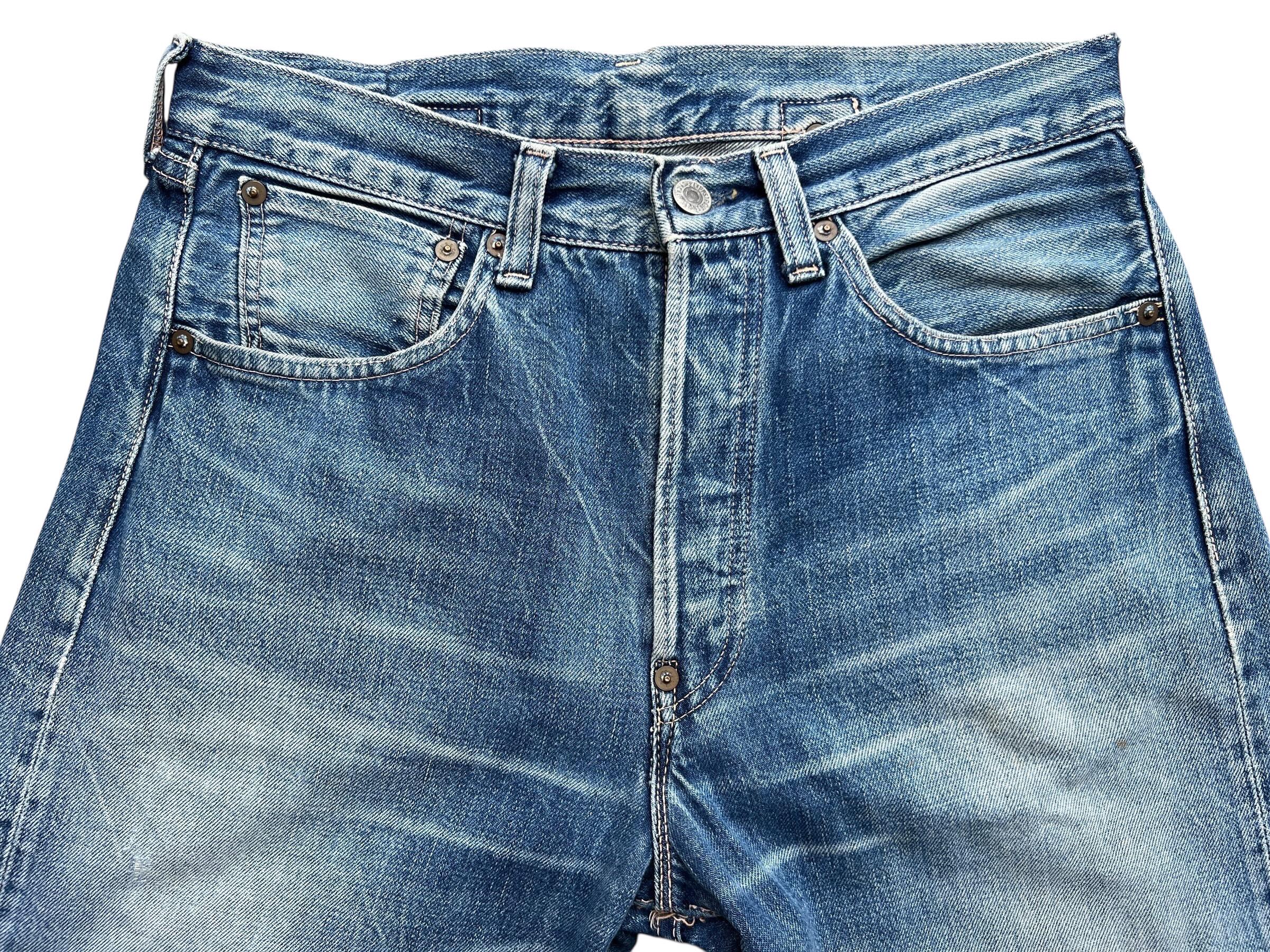 Vintage 90s Levi's 501 Big E Buckle Selvedge Distressed Denim