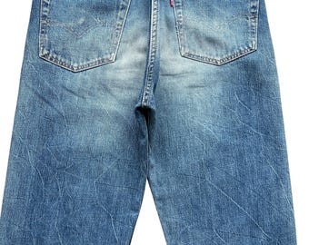 Vintage 90s Levi's 501 Big E Buckle Selvedge Distressed Denim
