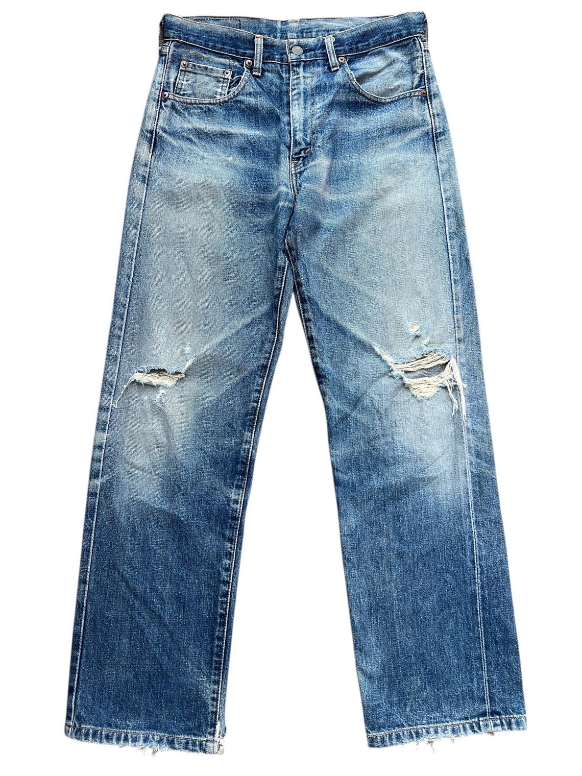 W32 Vintage 90s Levi's 502 Big E Selvedge Denim Jeans  Levis 502 Distressed Selvedge Jeans Levis Japan Ripped Jeans Levis Denim Jeans 32x30, foto 3 di 5