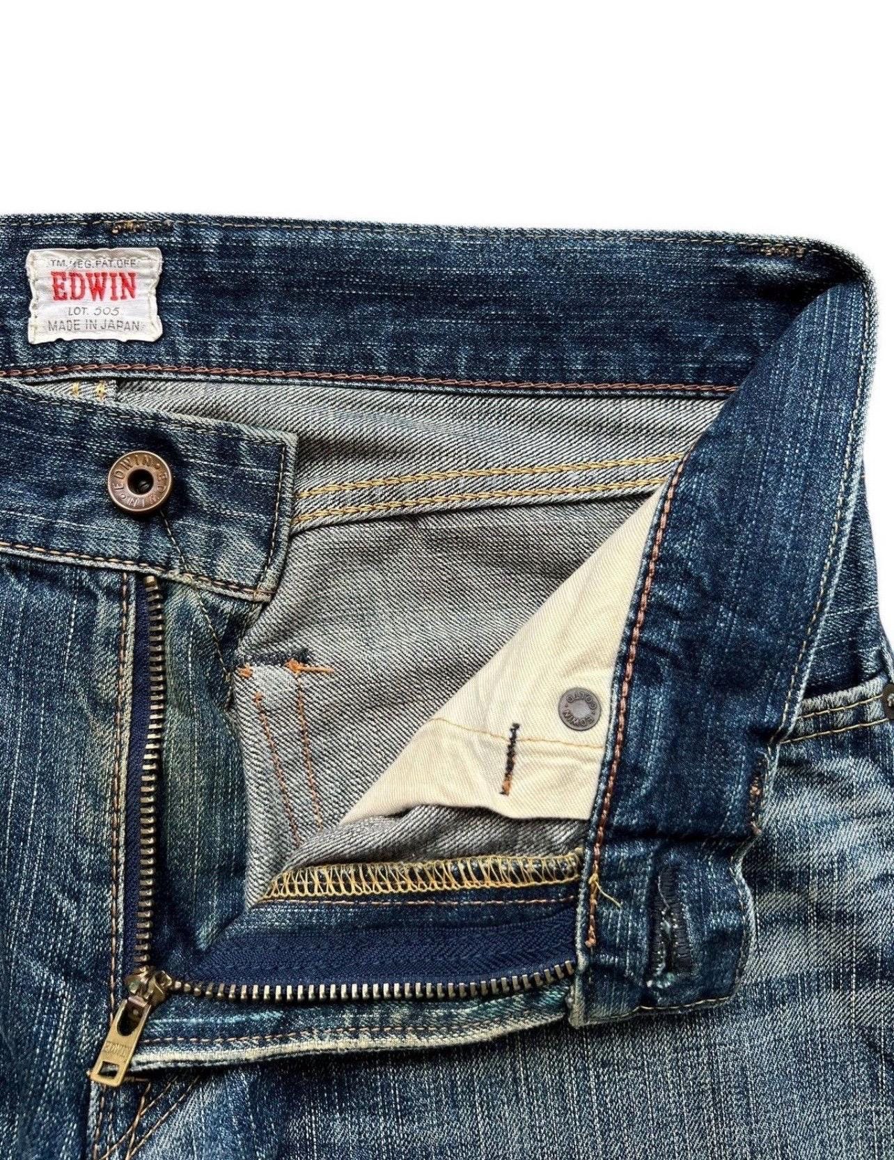 Vintage Edwin 505ZXX Japan Selvedge Denim Jeans Edwin Distressed