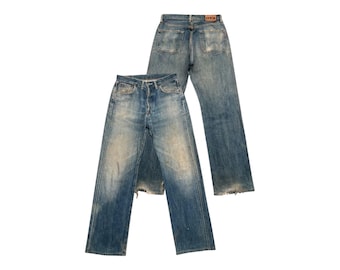 Vintage Edwin 505 Japan Selvedge Denim Jeans Edwin Distressed Selvedge Jeans Edwin Mudwash Jeans Edwin Selvedge Wide Denim Jeans 31x30 W31