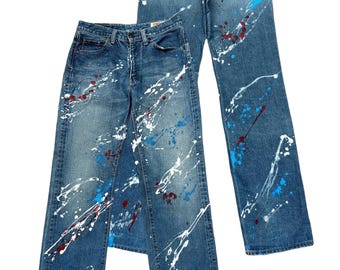 Vintage Wrangler Paint Splatter Gerade Jeans 30x34