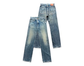 Vintage Edwin 505X Japan Selvedge Denim Jeans Edwin Distressed Selvedge Jeans Edwin Mudwash Jeans Edwin Selvedge Wide Denim Jeans 31x35 W31