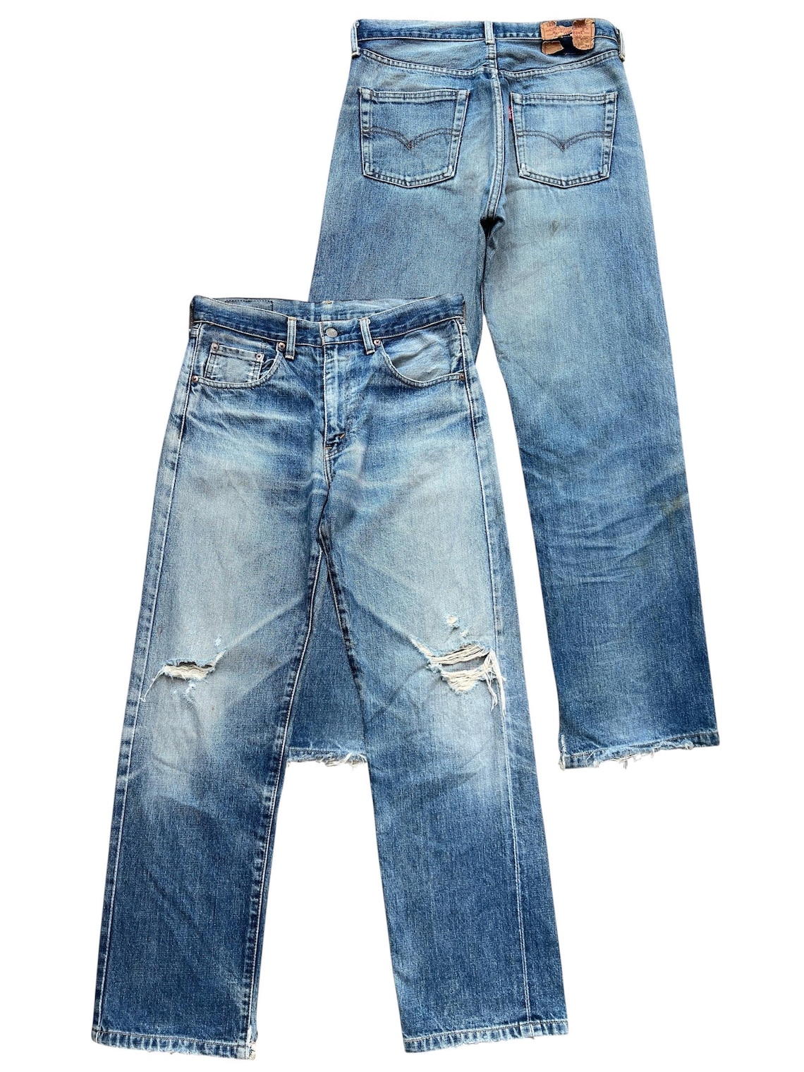 W32 Vintage 90s Levi's 502 Big E Selvedge Denim Jeans  Levis 502 Distressed Selvedge Jeans Levis Japan Ripped Jeans Levis Denim Jeans 32x30, foto 2 di 5