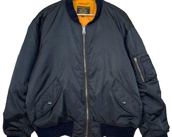 Vintage Bomber Jacket 2XL 80s MA-1 Reversible Black Zip - Etsy