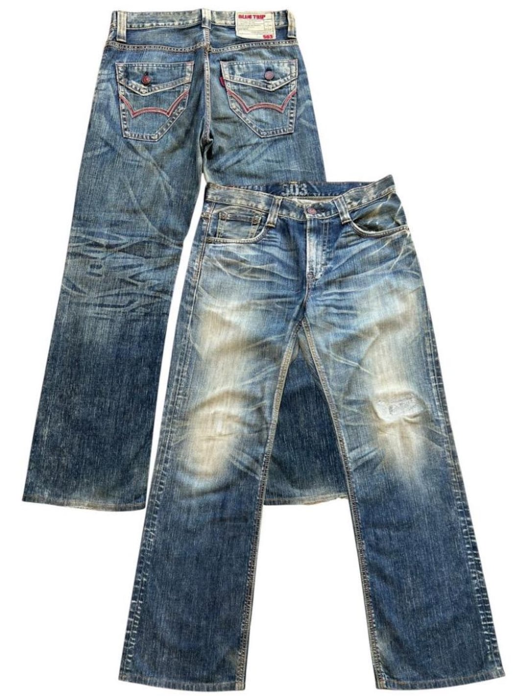 Vintage Edwin 503 Blue Trip Japan Flare Denim Jeans Edwin Bootcut