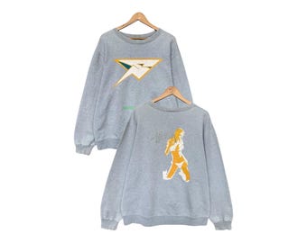 Vintage Stussy Sexy Sweatshirt Stussy Grey Crewneck Vintage Stussy Distressed Girl Sweatshirt  Stussy Baggy Boxy Sweatshirt Size L